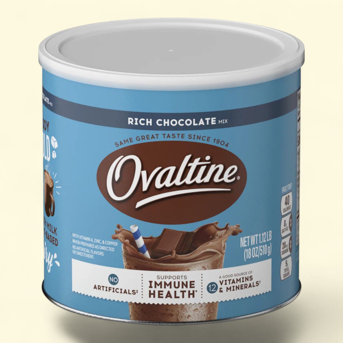 Ovaltine Rich Chocolate Flavored Milk Mix, 18 oz canister