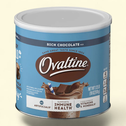 Ovaltine Rich Chocolate Flavored Milk Mix, 18 oz canister