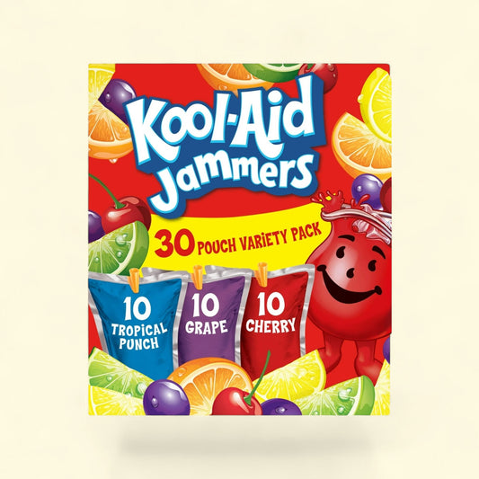 Kool Aid Jammers Variety Pack, 30 Ct Box, 6 fl oz Pouches — authentic US product shipped worldwide by Treatspree