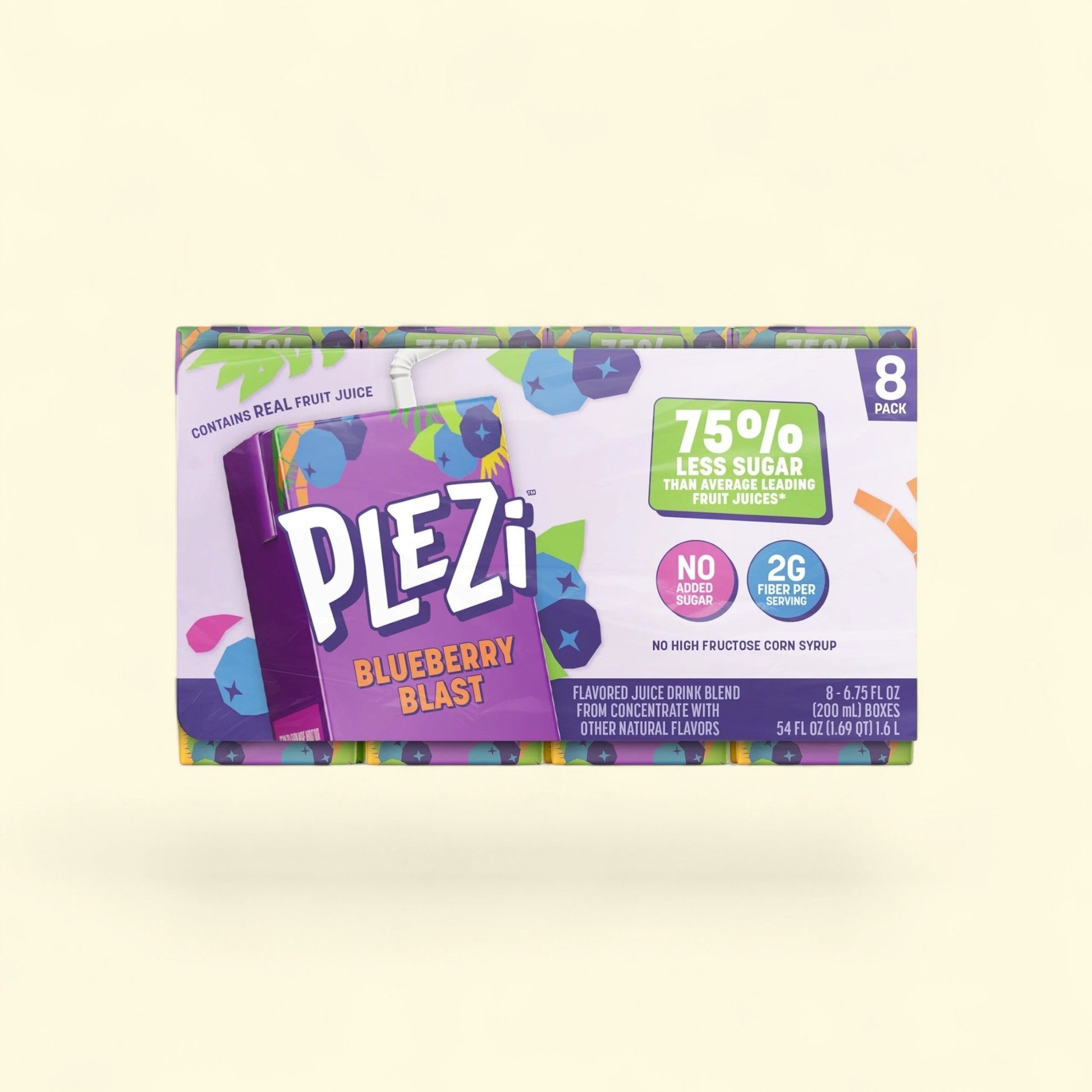 PLEZi Blueberry Blast Juice Drink, 6.75 fl oz, 8 Juice Boxes — authentic US product shipped worldwide by Treatspree