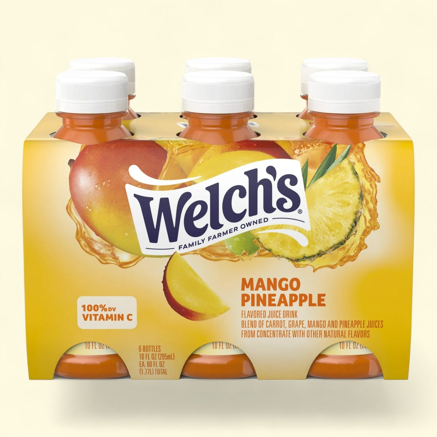 Welch's Mango Pineapple Juice Drink, 10 fl oz Bottle, Pack of 6