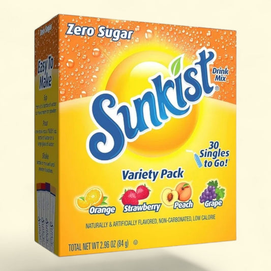 Sunkist Sugar-Free Variety Pack Singles-to-Go Powdered Drink Mix, 30 Count Packets