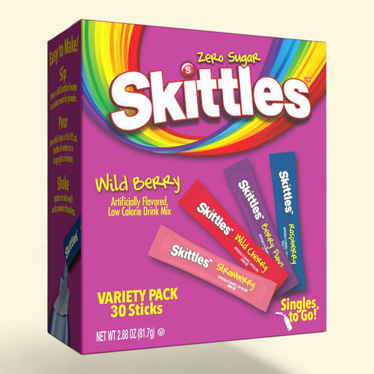 Skittles Wild Berry Singles-to-Go Packs, Powdered Drink Mix, 2.88 oz, 30 Count Packets