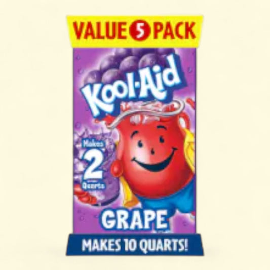 Kool-Aid Grape Drink Mix, Zero Sugar, Value Pack, 5 ct