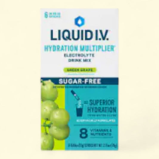 Liquid I.V. Hydration Multiplier Zero Sugar Green Grape Electrolyte Drink Mix Packets, 6 ct