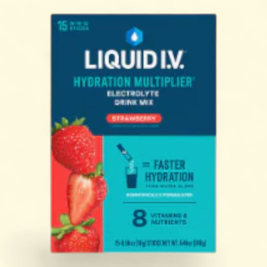 Liquid I.V., Hydration Multiplier Electrolyte Strawberry Drink Mix Packets, 15 ct