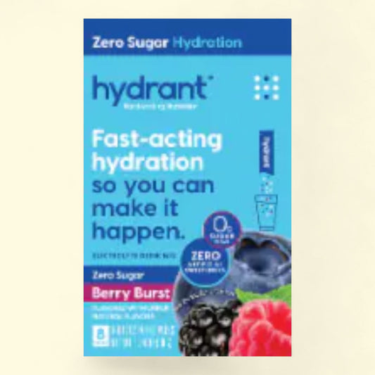 Hydrant Zero Sugar Berry Burst Electrolyte Drink Mix Packets, 6 packets
