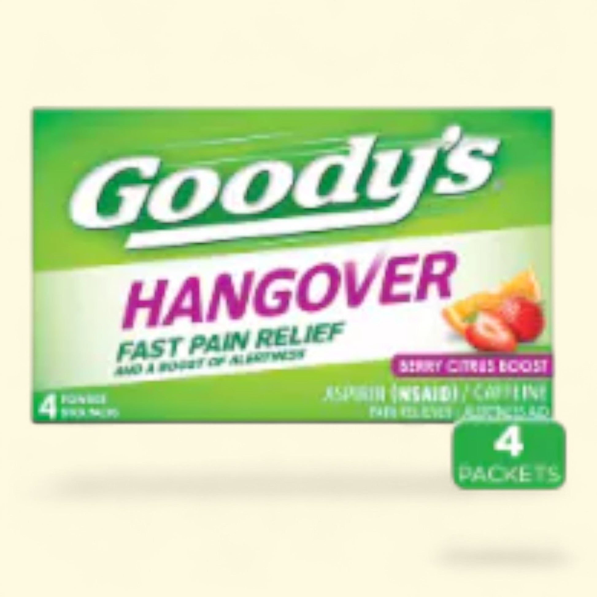 Goody's Hangover Relief, Berry Citrus, Fast Pain Relief Powders, 4 ct — authentic US product shipped worldwide by Treatspree