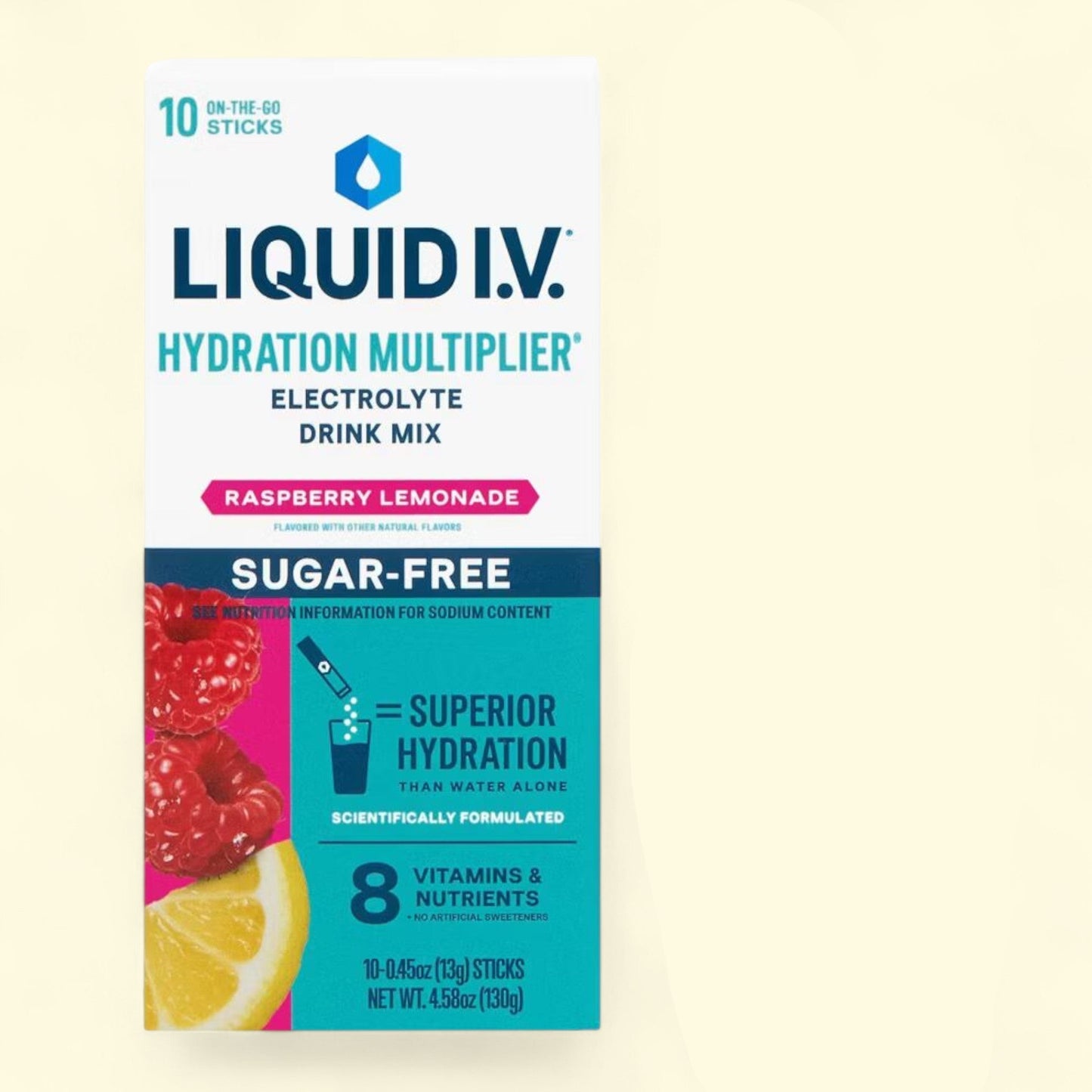 Liquid I.V. Hydration Powder Electrolyte Supplements, Raspberry Lemonade, 10ct