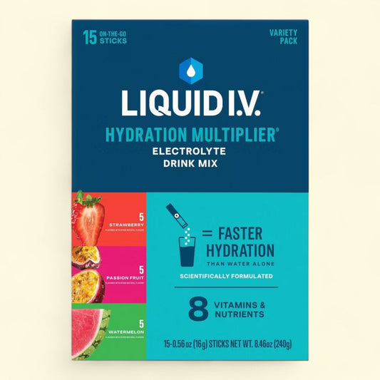 Liquid I.V. Hydration Multiplier Powder Electrolyte Supplements Variety Pack, 15ct/0.56oz