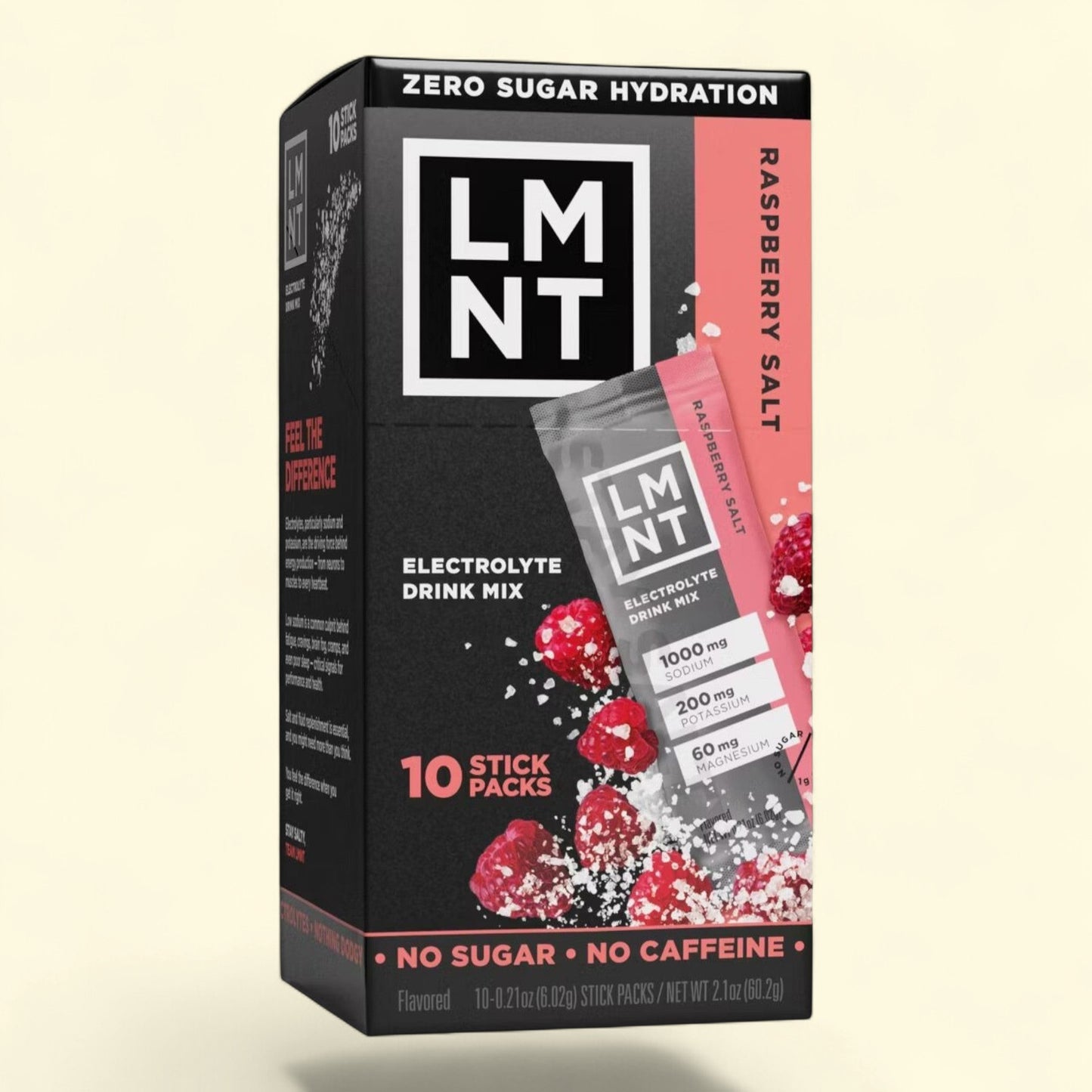 LMNT Electrolytes Sports Drink, Raspberry Salt - 2.1oz/10ct — authentic US product shipped worldwide by Treatspree