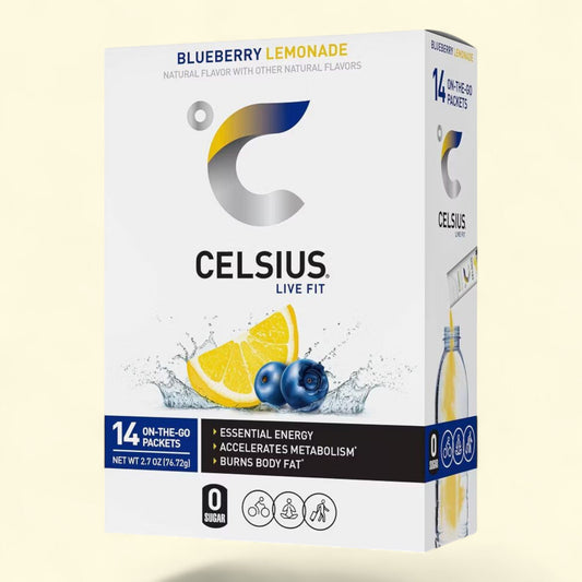 CELSIUS On The Go Powder Sticks, Blueberry Lemonade, 14pk