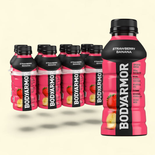 BODYARMOR SuperDrink, Strawberry Banana, 12 fl oz bottles, 8 pack