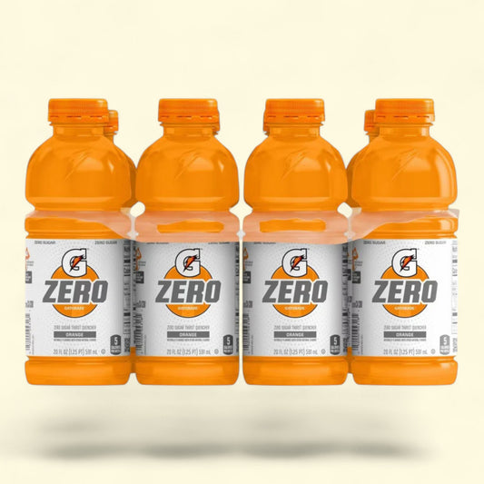 Combo Four bottles of Gatorade Zero on a light beige background