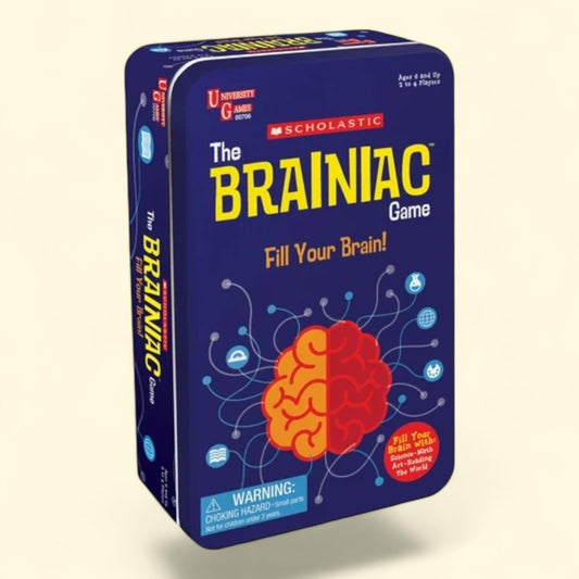University Games | Scholastic Brainiac Travel Card Game, Portable Tin, Ages 6 and Up, 2-4 Players