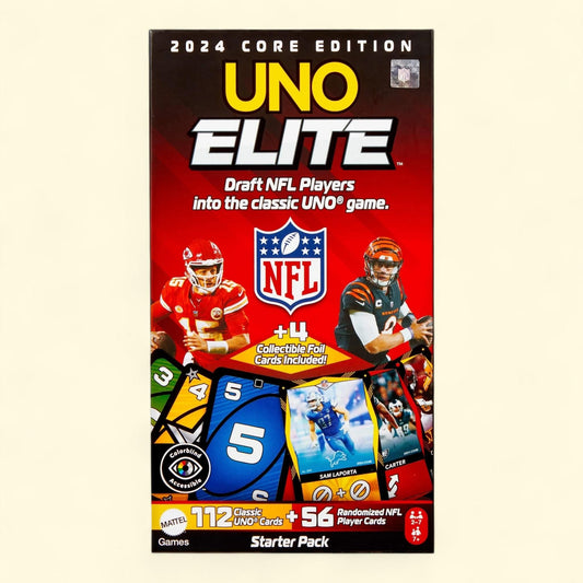 UNO Elite NFL Card Game, 4 Collectible Foil Cards, Kids, Fans, Adults & Family Night