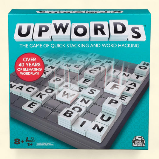 Spin Master Games, Upwords, 2023 Edition, Includes Rotating Board & Letter Tiles, 3-6 Players