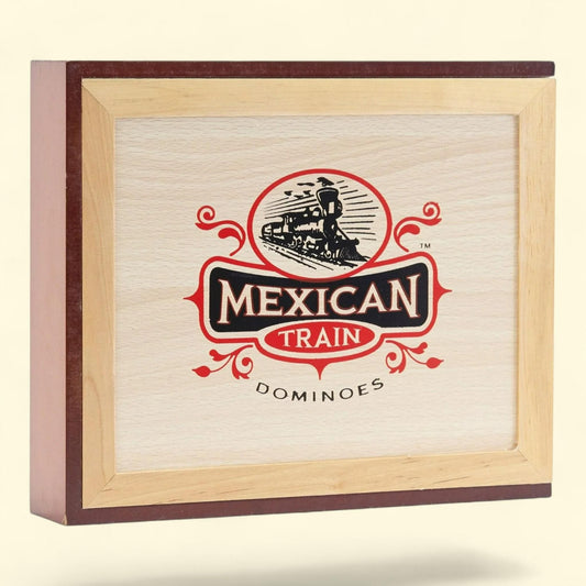 Front Porch Classics, Mexican Train Domino Set, Wooden Collector Box, 2 to 8 Players, Ages 8+