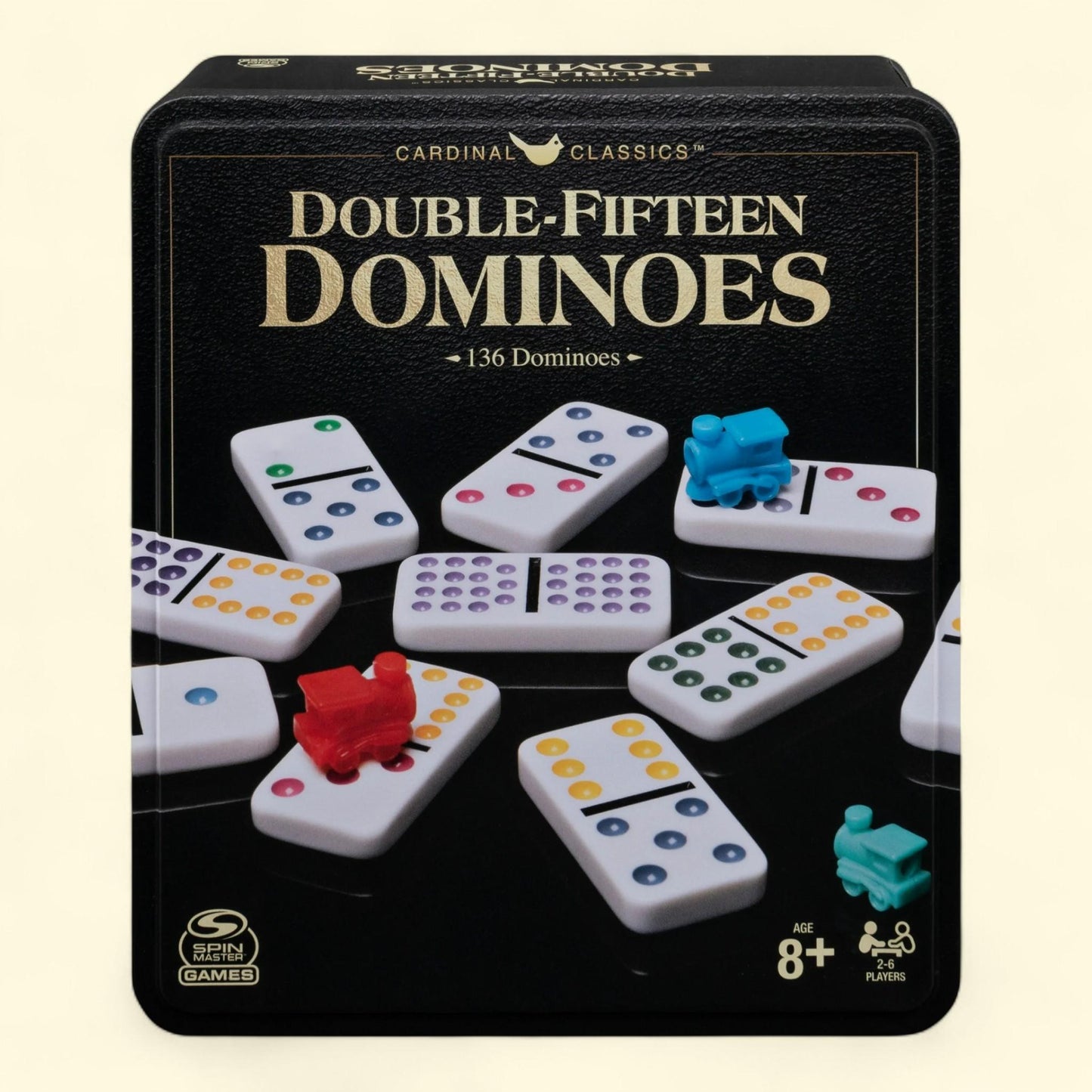 Spin Master Games, Classics Double Fifteen Dominoes Set, for Ages 8+, Storage Tin