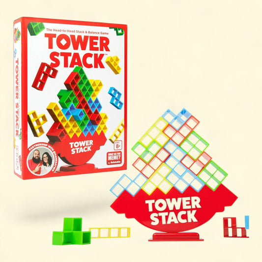 @Games4two & What Do You Meme?, Tower Stack, The Balance Stacking Family Game for Ages 8+, 1 count