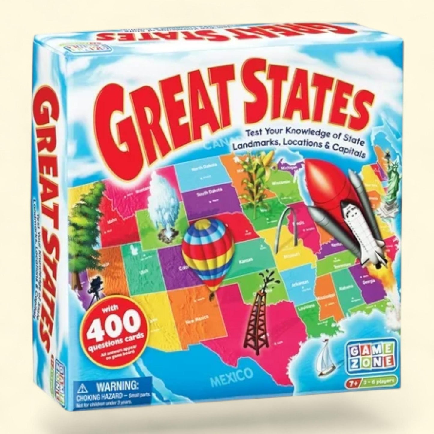 Game Zone Great States Geography Board Game, Multiplayer, Children ages 7 and above