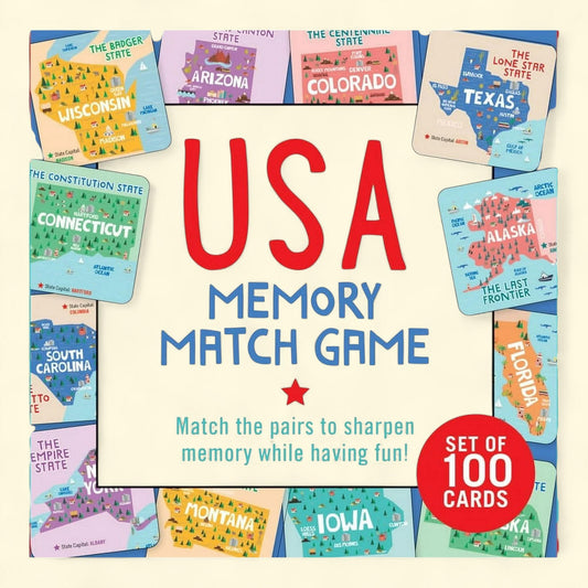 USA Memory Match Game, 100 Cards