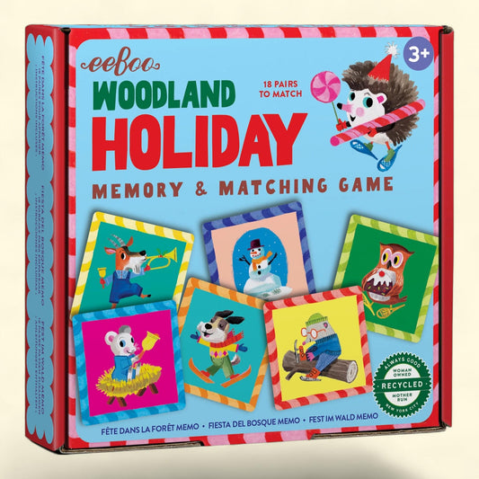 eeBoo: Memory & Matching Game: Woodland Holiday, 18 Themed Matching Pairs, Kids Ages 3+, 1-4 Players