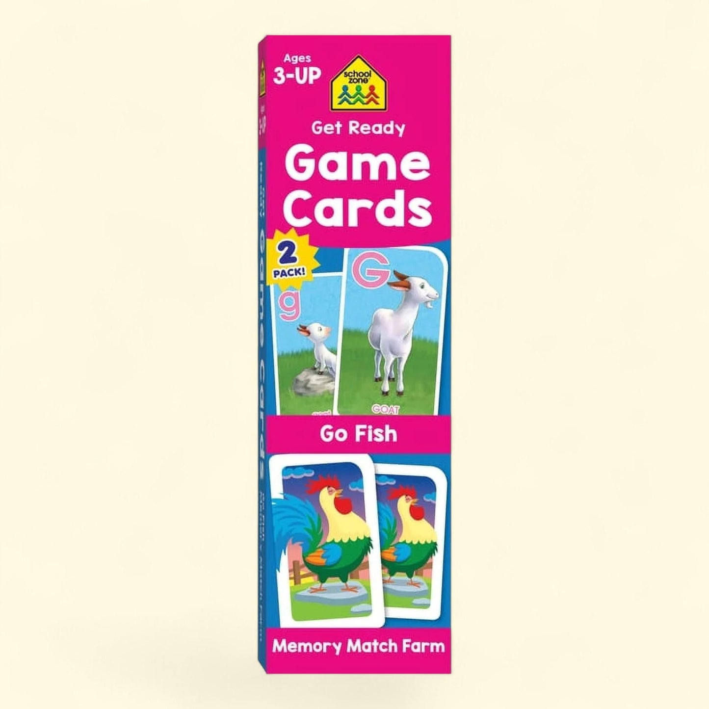School Zone Go Fish & Memory Match Farm Game Cards, 2-Pack