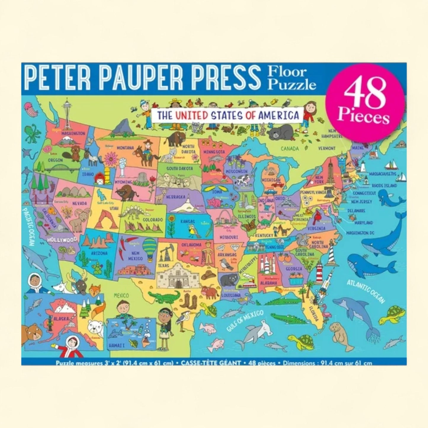 USA Map Kids' Floor Puzzle, Jigsaw, Size