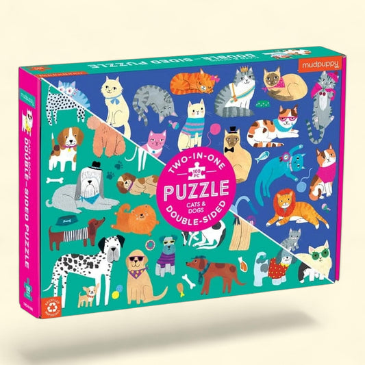 Mudpuppy Cats & Dogs 100 Piece Double-Sided Jigsaw Puzzle