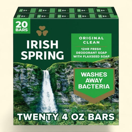 Irish Spring Bar Soap, Original Clean, 4 oz., 20 ct.
