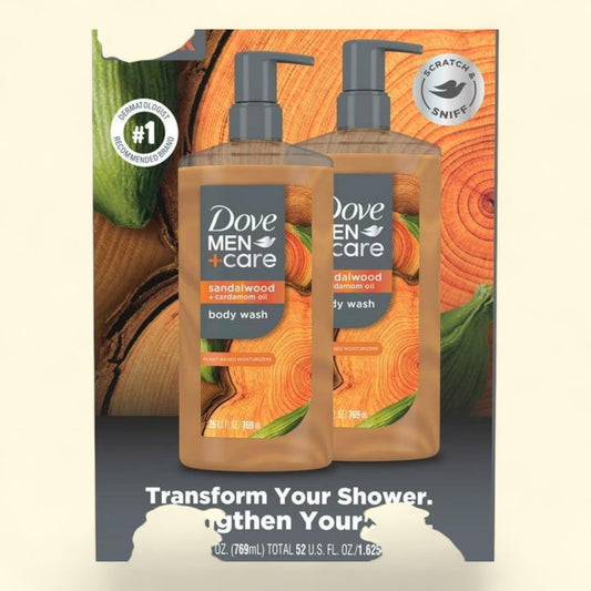Gel douche Dove Men+Care, bois de santal, 762 ml, lot de 2