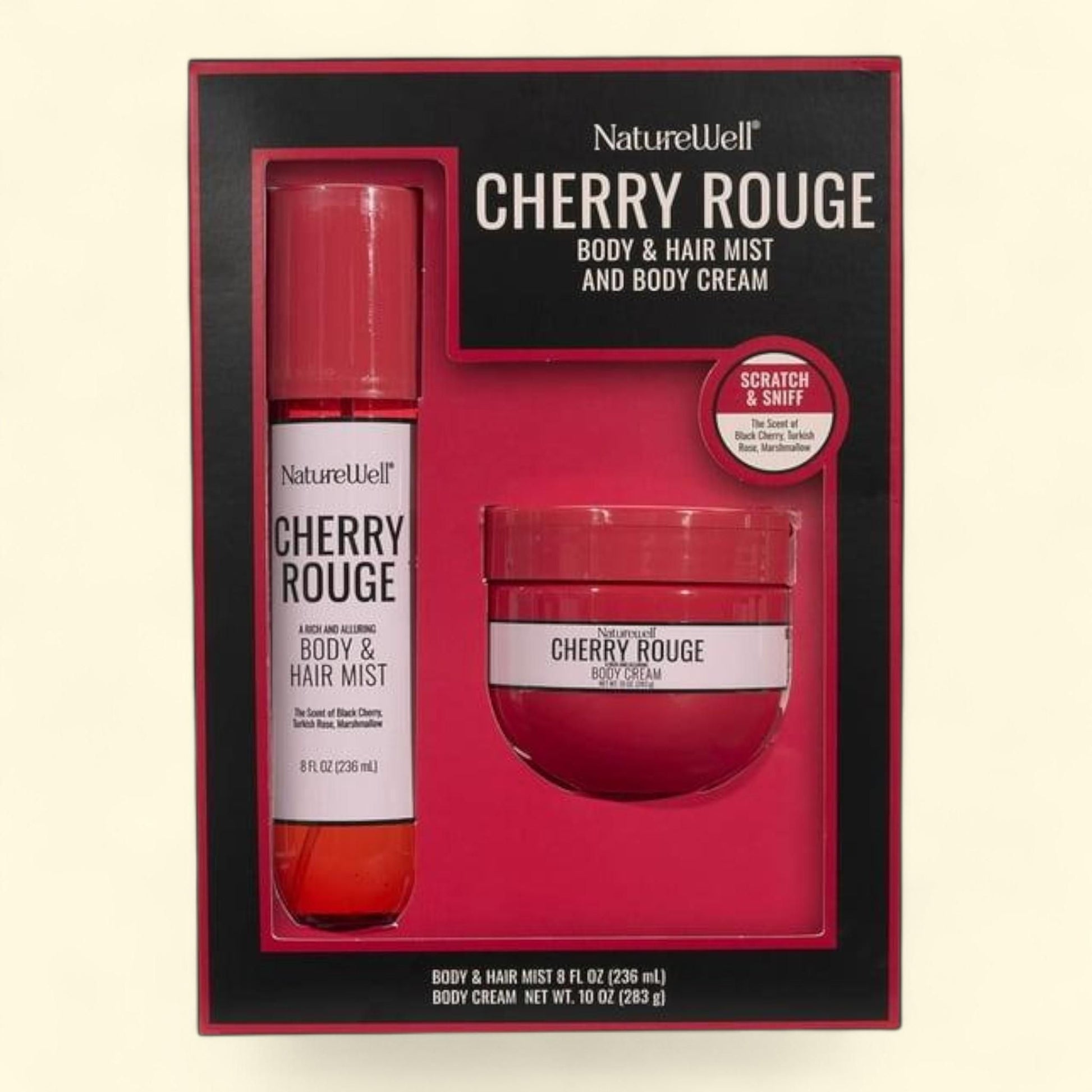 NatureWell Cherry Rouge Body & Hair Mist and Body Cream Kit, Standa... — authentic US product shipped worldwide by Treatspree