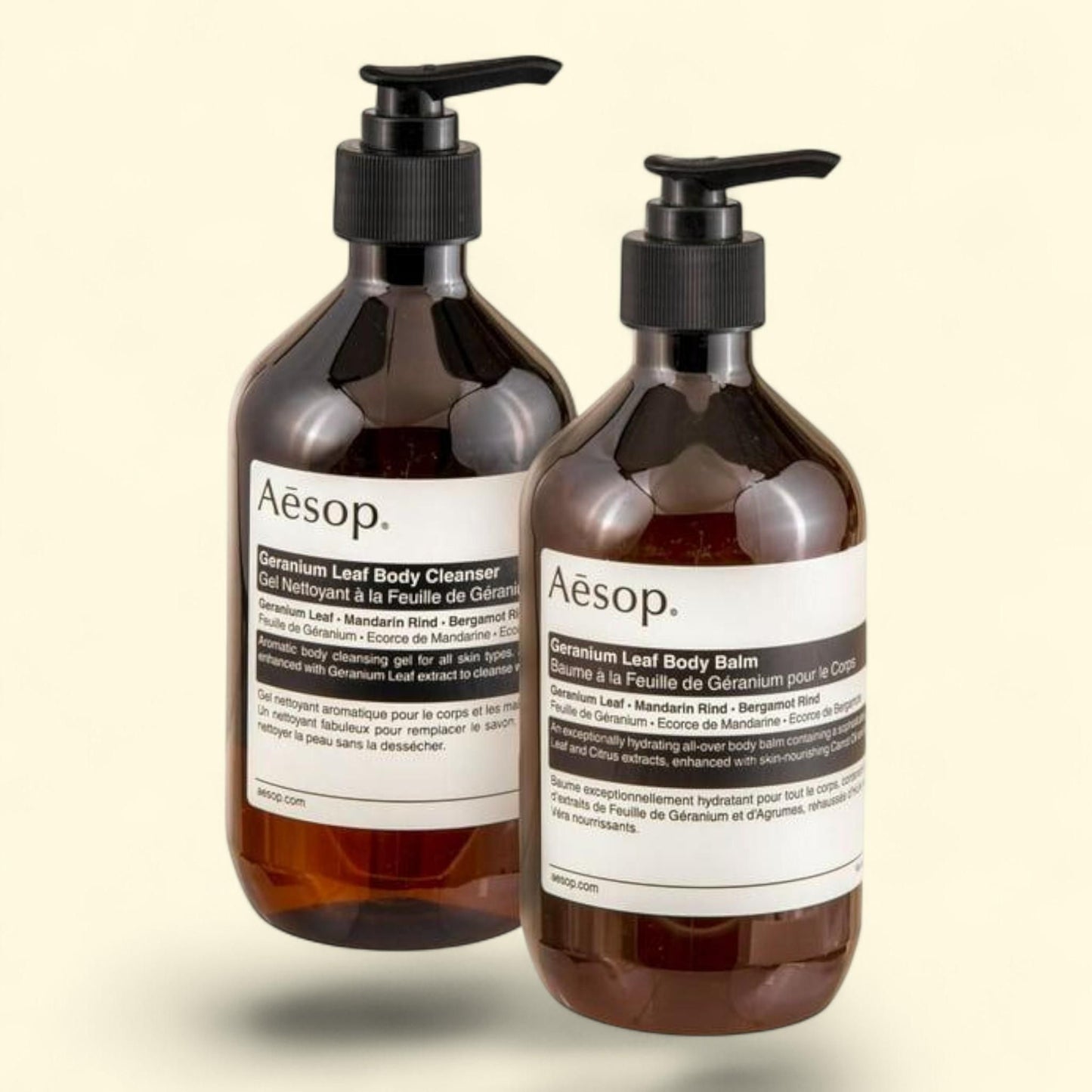 Aesop Geranium Leaf Duet, Body Cleanser & Body Balm, Kit — authentic US product shipped worldwide by Treatspree