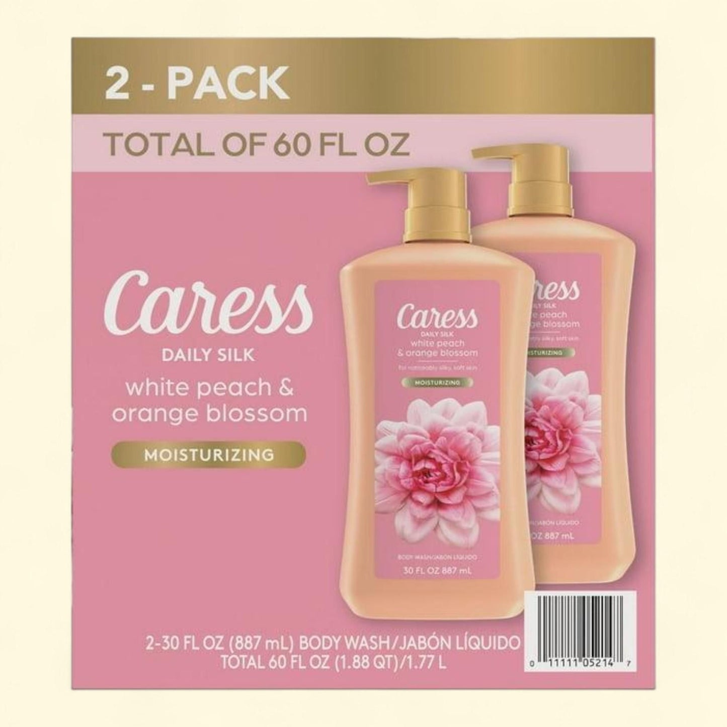 Gel douche Caress Daily Silk, Pêche blanche et fleur d'oranger, 896 ml