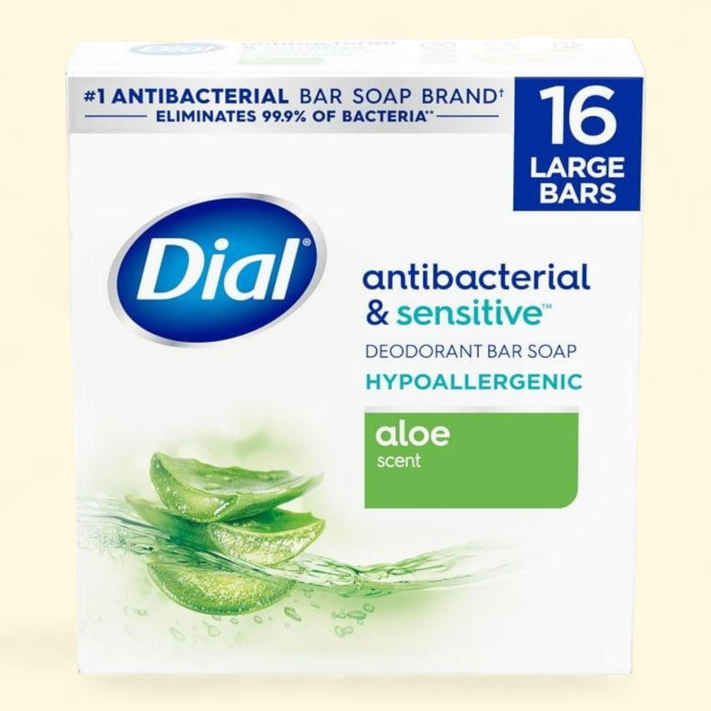 Dial Antibacterial Bar Soap, Aloe Scent, 4 oz., 16 ct.