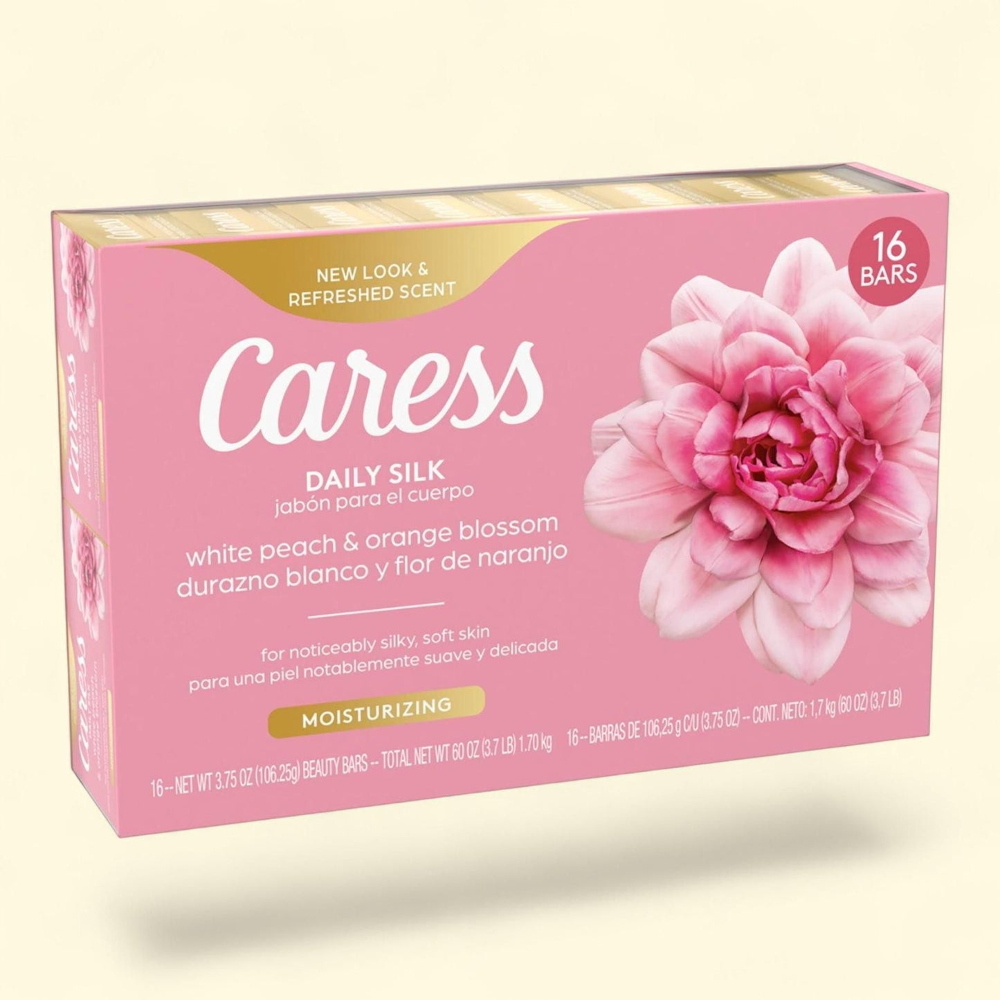 Savon Caress Beauty Bar, Pêche blanche et fleur d'oranger, 106 g, paquet de 16