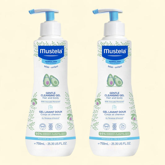 Gel nettoyant doux Mustela pour bébé, 750 ml, lot de 2