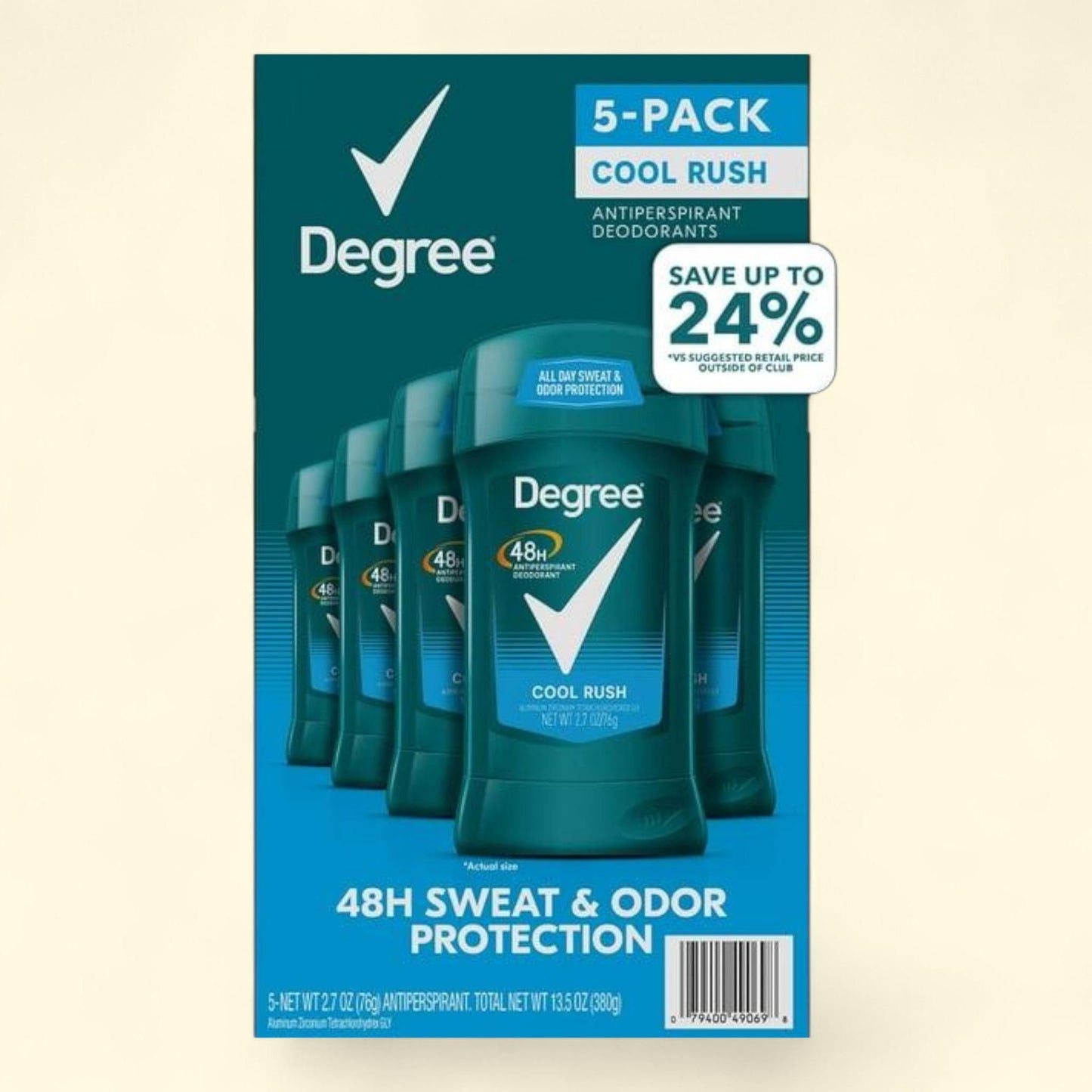 Degree Men Dry Protection Antiperspirant, Cool Rush, 2.7 oz., 5 pk.
