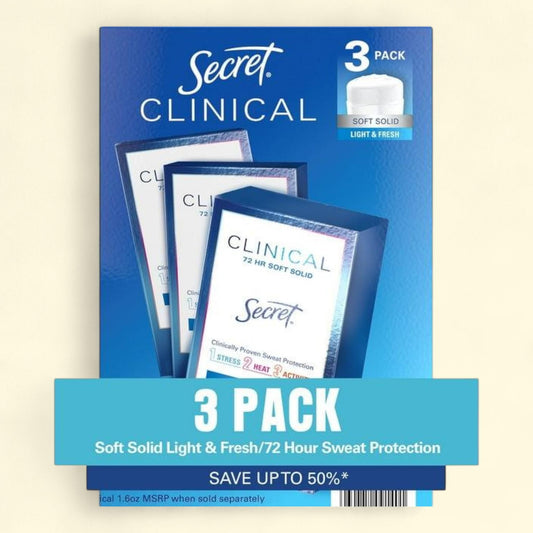 Secret Clinical Soft Solid Antiperspirant and Deodorant, Light & Fresh, 1.6 oz., 3 ct.