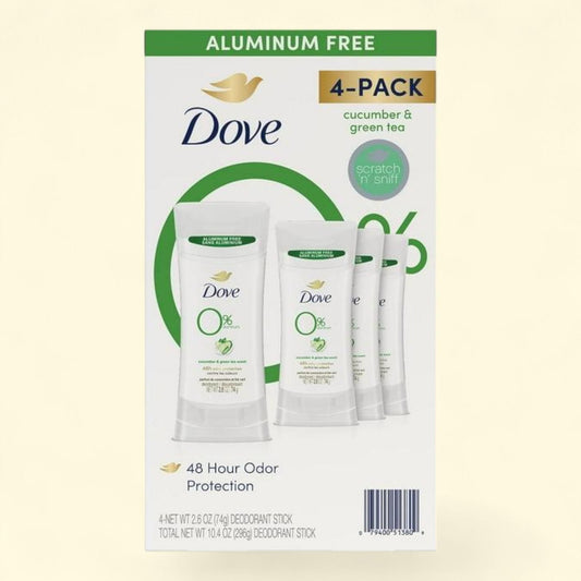 Dove 0% Aluminum Deodorant, Cucumber and Green Tea., 2.6 oz., 4 pk.
