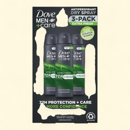 Dove Men+Care Extra Fresh Dry Spray Antiperspirant, 3.8 oz., 3 pk.