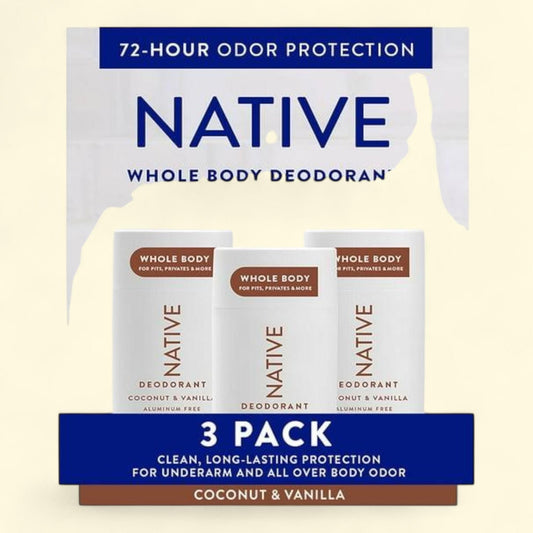 Native Whole Body Aluminum-Free Deodorant, Coconut & Vanilla, 2.3oz., 3pk.