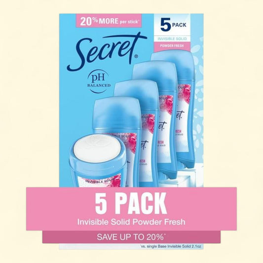Secret Invisible Solid Antiperspirant and Deodorant, Powder Fresh, 2.6 oz., 5 pk.