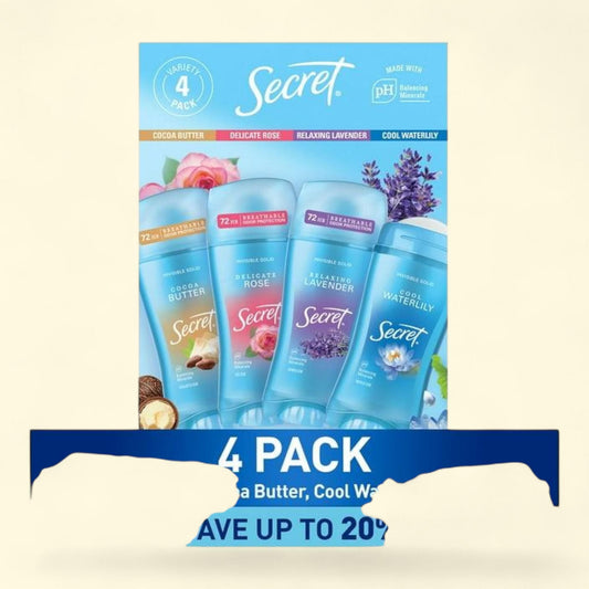 Secret Fresh Invisible Solid Antiperspirant Deodorant, Variety Pack, 2.6 oz., 4 pk.