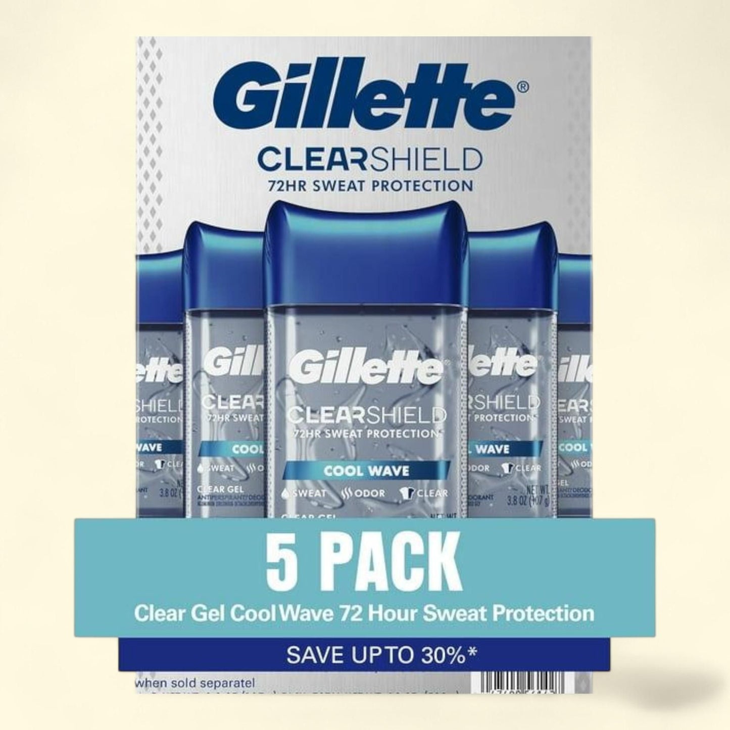 Gillette Cool Wave Clear Gel Men's Antiperspirant and Deodorant, 3.8 oz., 5 pk.