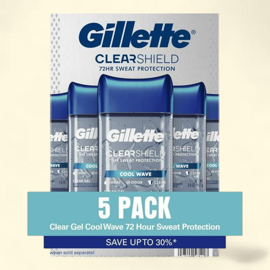 Gillette Cool Wave Clear Gel Men's Antiperspirant and Deodorant, 3.8 oz., 5 pk.