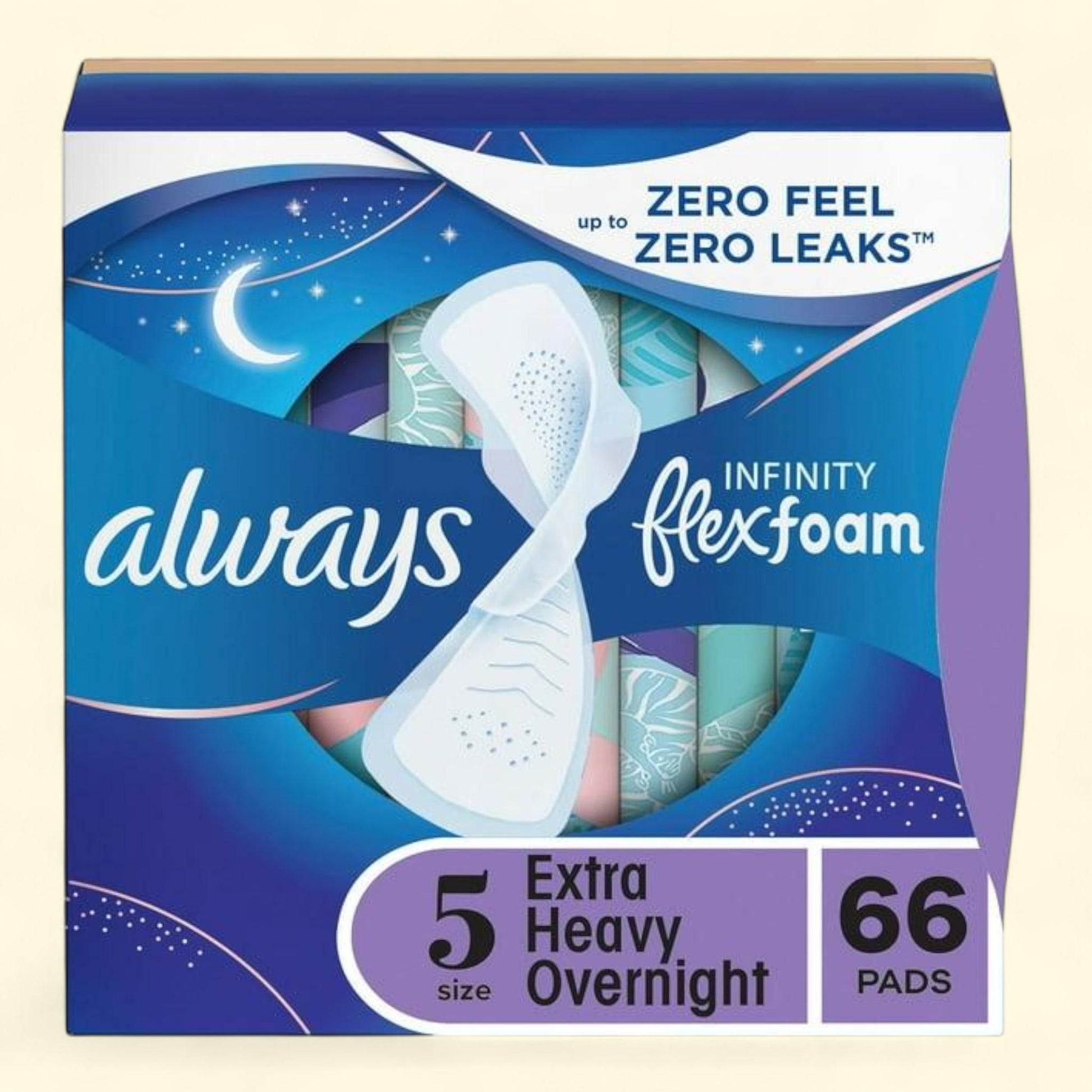 Always Infinity Extra Heavy Overnight Pads, Size 5, 66 ct — authentic US product shipped worldwide by Treatspree