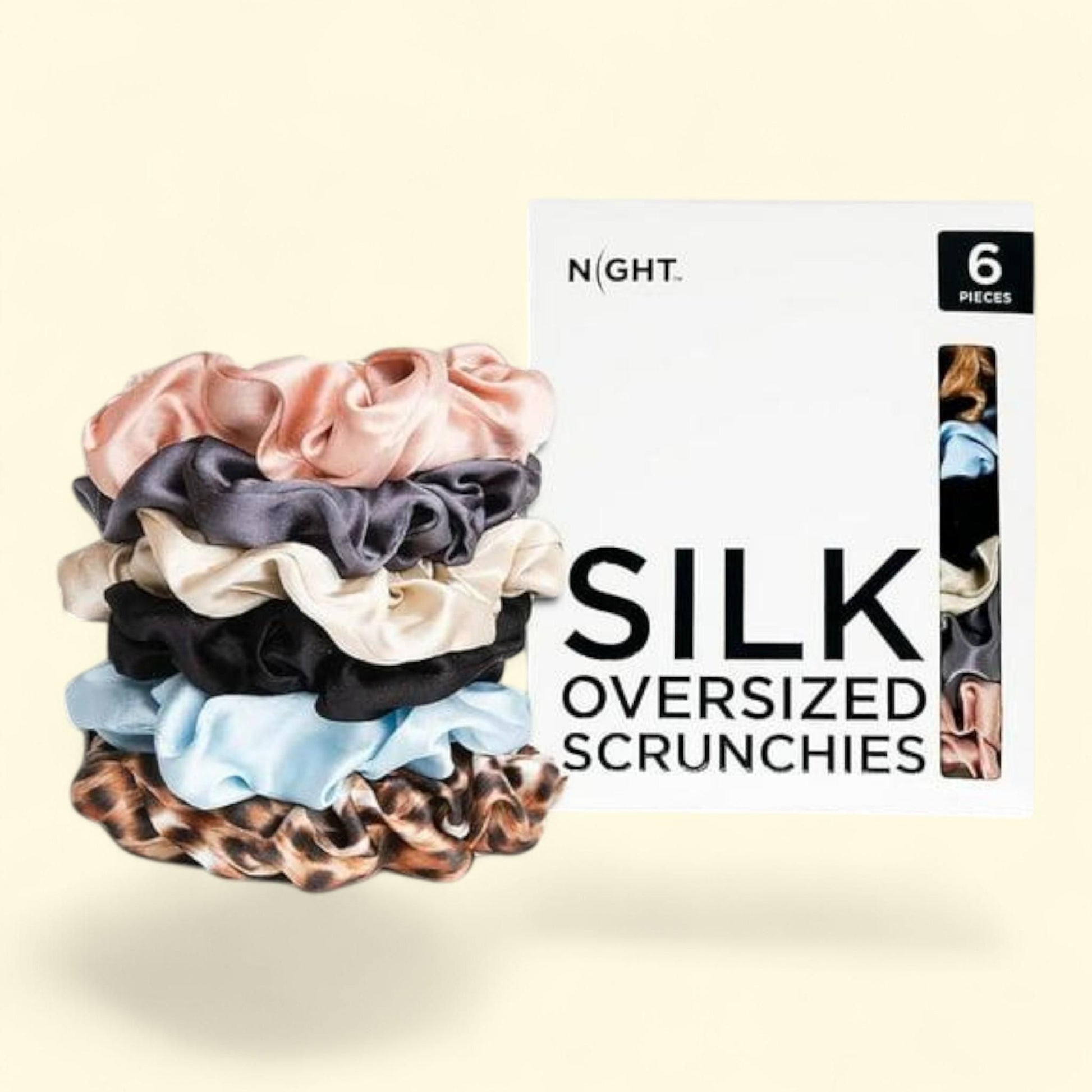 NIGHT Silk Oversized Scrunchies, 6 ct. — authentic US product shipped worldwide by Treatspree