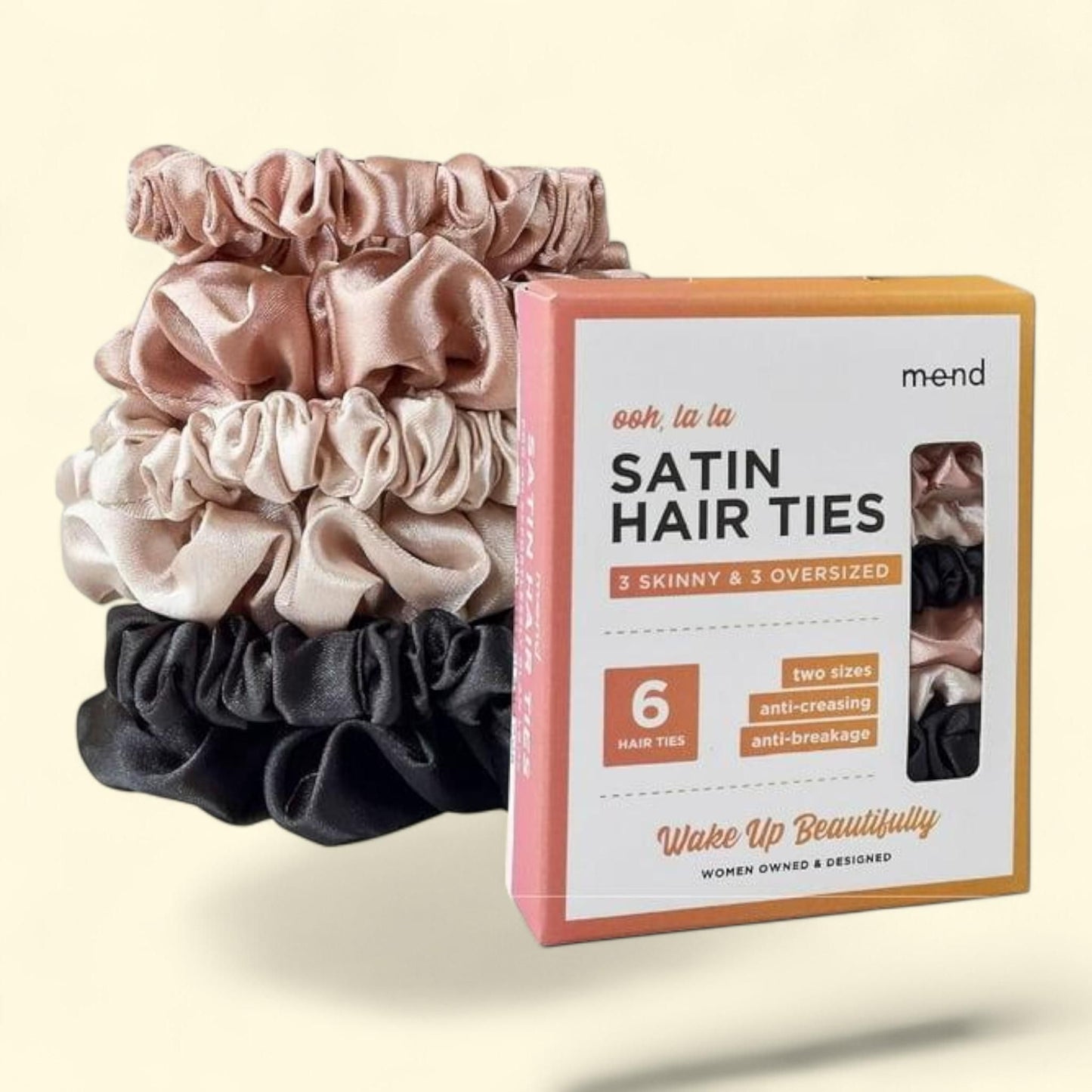 NIGHT Vegan Satin Scrunchies, 6 ct.